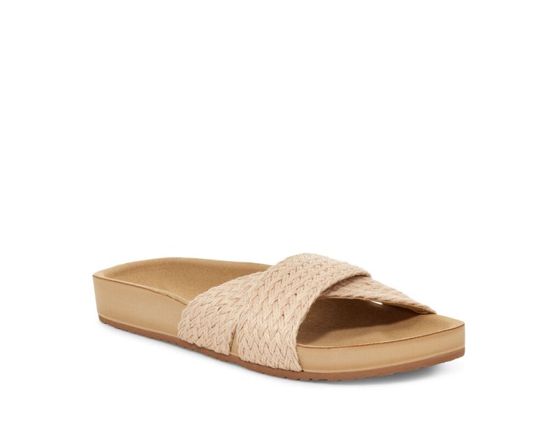 Sanuk Womens She Cruzy Jute Vegan Slide Khaki Sandals | USDJFT392